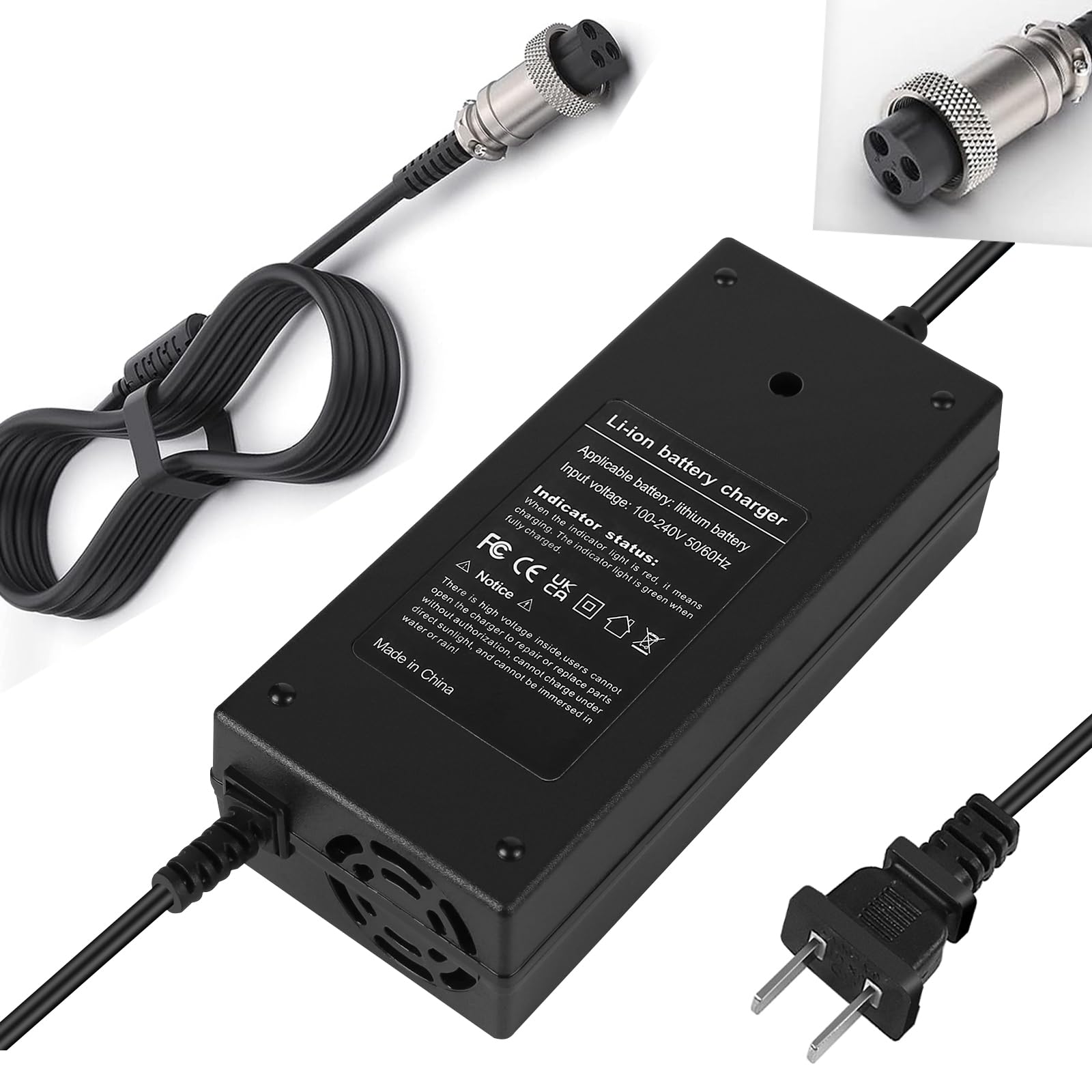 Amazon.com: 54.6V 2A (120W) 3 Prong Scooter Charger for Evercross